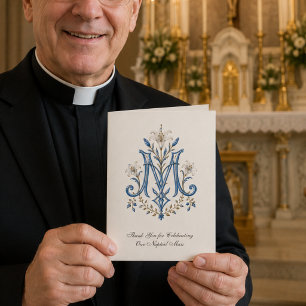 Rooms-katholieke trouwkaart voor priester met Mari Kaart
