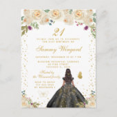 Roomse bloemendonkere prinses verjaardagsfeestje briefkaart (Voorkant)