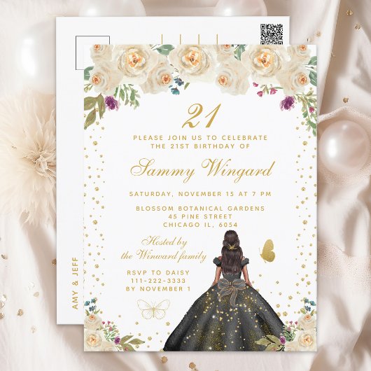 Roomskleding bloemenkind prinses verjaardagsfeestj briefkaart