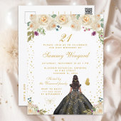 Roomskleurige bloemen donkere huid Prinses Verjaar Briefkaart