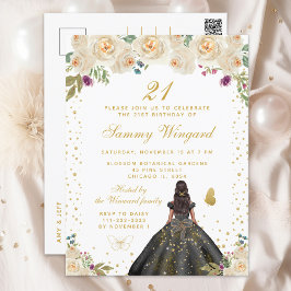 Roomskleurige bloemen donkere huid Prinses Verjaar Briefkaart