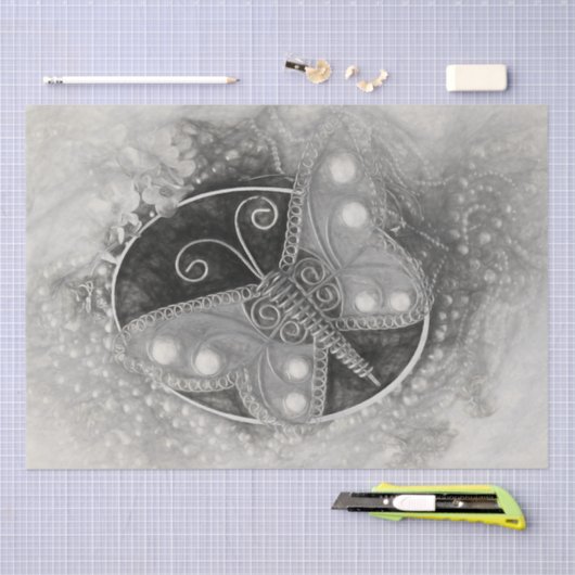 -roomvlinder en wit Antiek Tissuepapier (Craft)