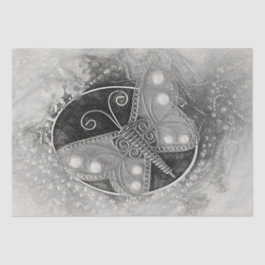 -roomvlinder en wit Antiek Tissuepapier (Voorkant)