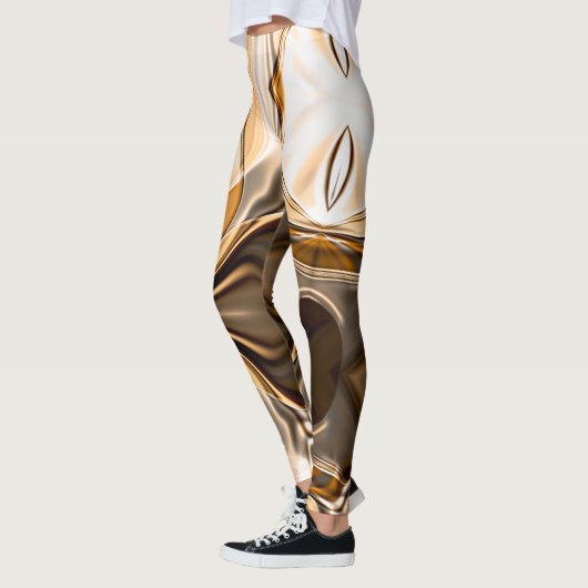Roomvormig oranje tot bruin getwiste reflecterende leggings (Links)