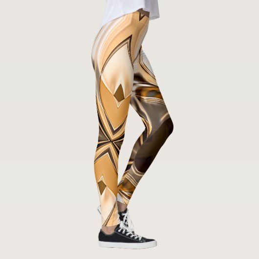 Roomvormig oranje tot bruin getwiste reflecterende leggings (Rechts)