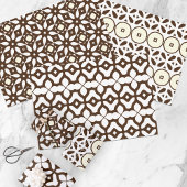 Roomwitte en bruine Marokkaanse mozaïekpatronen Inpakpapier Vel