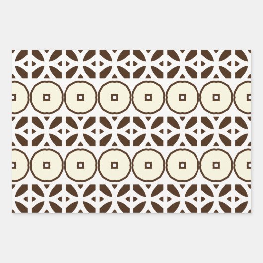 Roomwitte en bruine Marokkaanse mozaïekpatronen Inpakpapier Vel (Voorkant 3)