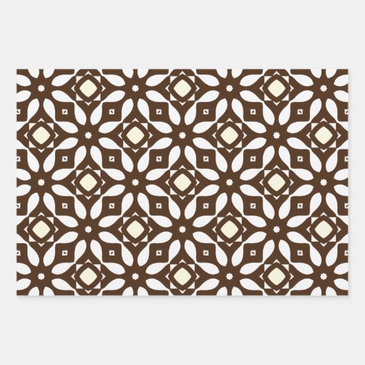 Roomwitte en bruine Marokkaanse mozaïekpatronen Inpakpapier Vel (Voorkant 2)
