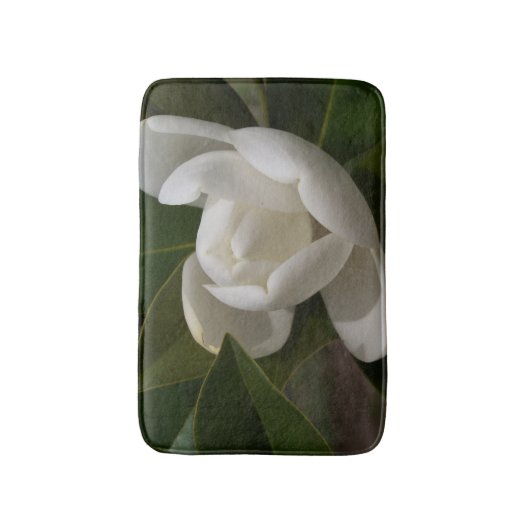 Roomwitte magnoliebloem badmat (Voorkant Verticaal)