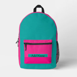 Roomy Girls Hot Pink en Blauwgroen lichtgewicht Bedrukte Rugzak