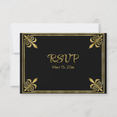 Roomzwart en goudLijst RSVP Kaartje (Voorkant)