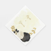 Roomzwart en witte bloemen gouden bruiloft servet (Hoek)