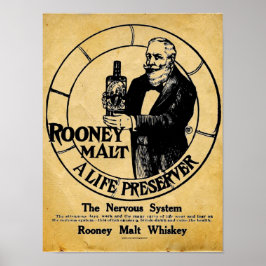 Rooney Malt Whiskey Liquor Sign Poster
