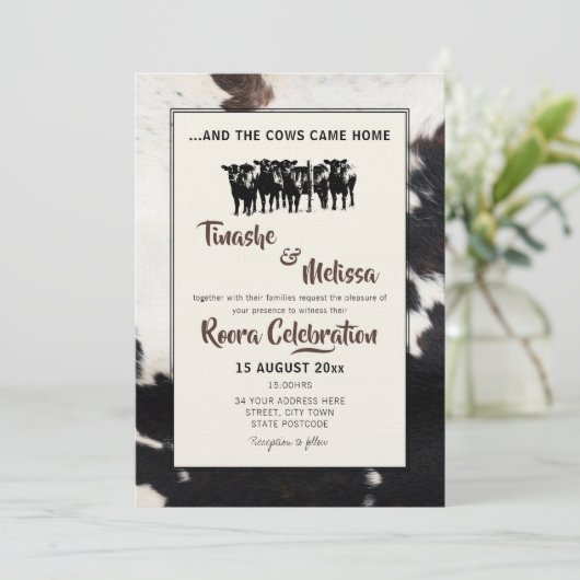 Roora Lobola Onderhandeling Traditionele Bruiloft Kaart (Staand voorkant)