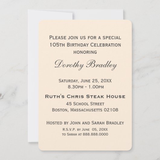 Roos 105th Birthday Celebration Custom I Kaart (Achterkant)