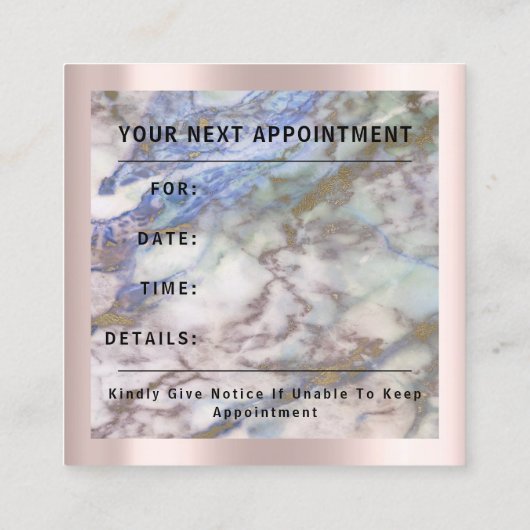 Roos 10% korting Logo Haar Blauw Roze Marmer Afsprakenkaartje (Achterkant)