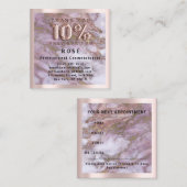 Roos 10% Korting Logo Haar Goud Roze Marmer Afsprakenkaartje (Voorkant / Achterkant)