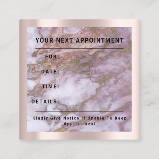 Roos 10% Korting Logo Haar Goud Roze Marmer Afsprakenkaartje (Achterkant)