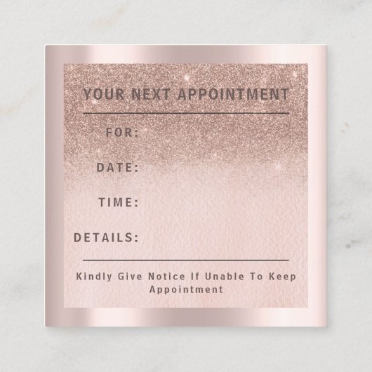 Roos 10% korting Logo Hair Glitter Balloon Afsprakenkaartje (Achterkant)