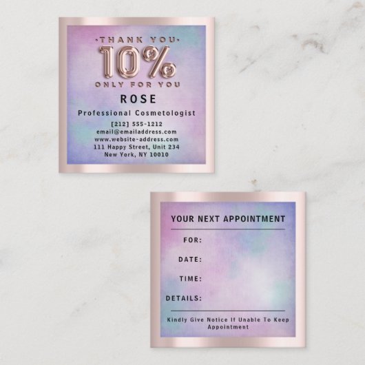 Roos 10% korting Logo Hair Pink Ombre Afsprakenkaartje (Voorkant / Achterkant)