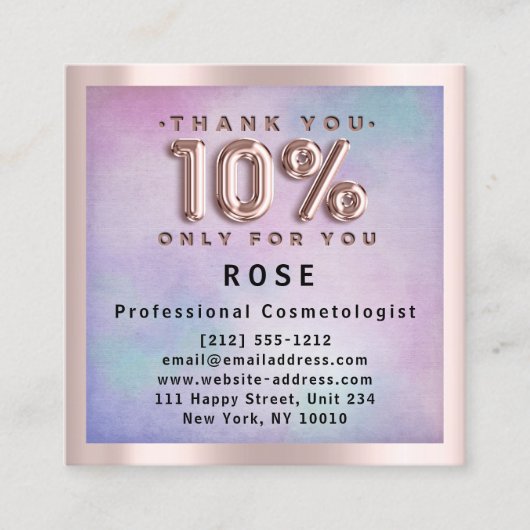 Roos 10% korting Logo Hair Pink Ombre Afsprakenkaartje (Voorkant)