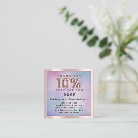 Roos 10% korting Logo Hair Pink Ombre Afsprakenkaartje (Staand voorkant)