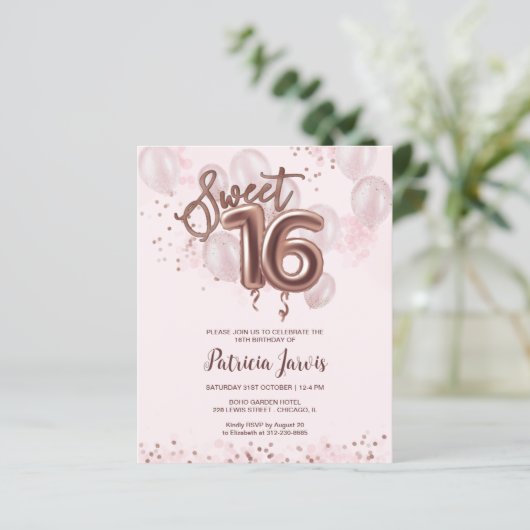 Roos 16-Bday Balloons (Staand voorkant)