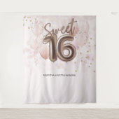 Roos - 16-daagse ballonnen Partij roze achtergrond Wandkleed (Voorkant)