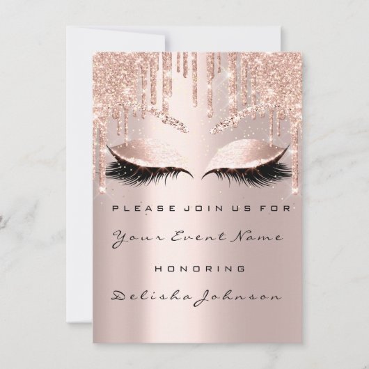 Roos - 16e glitter - druppels - Bridal Makeup Kaart (Voorkant)