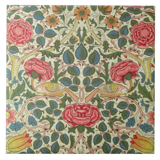 "Roos", 1883 (bedrukt katoen) Tegeltje (Voorkant)