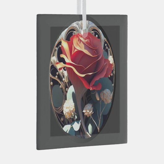 ROOS #1 GLAS ORNAMENT (Voorkant Rechts)