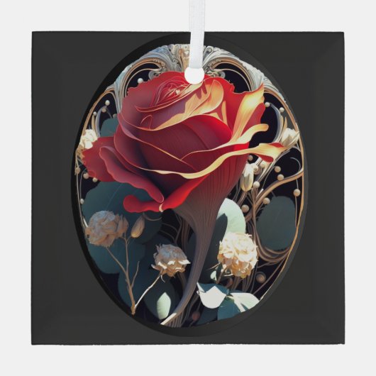 ROOS #1 GLAS ORNAMENT (Achterkant)