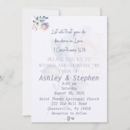 Roos 1 Korinthiërs Christelijke huwelijksuitnodigi Kaart