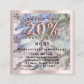Roos 20% korting Logo Haar Blauw Roze Marmer Afsprakenkaartje (Voorkant)