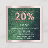 Roos 20% korting Logo Hair Lash Glitter Green Afsprakenkaartje (Voorkant)