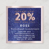 Roos 20% korting Logo Hair Lash Glitter Navy Afsprakenkaartje (Voorkant)