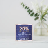 Roos 20% korting Logo Hair Lash Glitter Navy Afsprakenkaartje (Staand voorkant)
