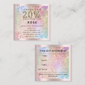 Roos 20% korting Logo Holograf Glitter Gold Afsprakenkaartje (Voorkant / Achterkant)