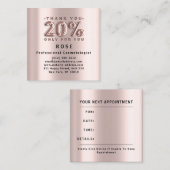 Roos 20% korting op Logo Haar Gold Pink Metallic Afsprakenkaartje (Voorkant / Achterkant)