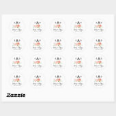 Roos 3-letterige monogramlabel ronde sticker (Vel)