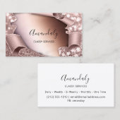 Roos 3D-effect omhuld Elegant Makeup roze Visitekaartje (Voorkant / Achterkant)