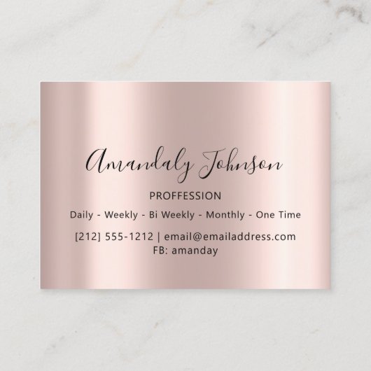 roos 3D Glitter Makeup Event Planner Glitter Visitekaartje (Achterkant)