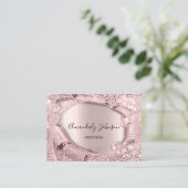 roos 3D Glitter Makeup Event Planner Glitter Visitekaartje (Staand voorkant)
