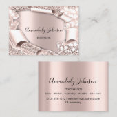 roos 3D Glitter Makeup Event Planner Pink Visitekaartje (Voorkant / Achterkant)