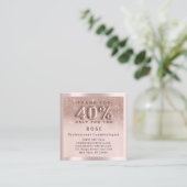 Roos 40% korting Logo Hair Glitter Balloon Afsprakenkaartje (Staand voorkant)