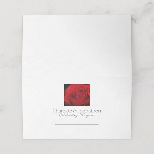 Roos 40e Ruby jubileum plaatskaarten Plaatskaartje (Buitenkant ongevouwen)