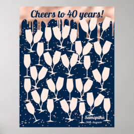 Roos 40e verjaardag gastenboek - Proost op 40 jaar Poster