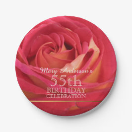 Roos 55ste Verjaardag Papier borden -2- Papieren Bordje