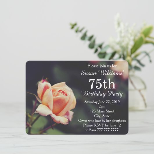  Roos 75e uitnodiging van de Birthday Party (Staand voorkant)