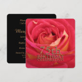 Roos 75th Birthday Celebration Custom Invitation Kaart (Voorkant / Achterkant)